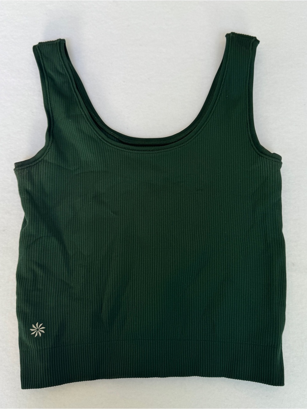 Athleta Girl Rise Above Crop Ribbed Stretch Tank Green Aprox Lg 10/12 Active